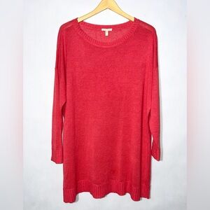 EILEEN FISHER Women's 100% Organic Linen Hibiscus‎ Knit Sweater Tunic Size Large